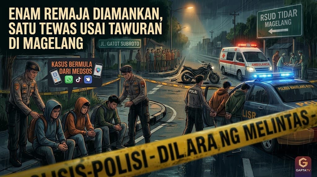 Enam Remaja Diamankan Polisi Usai Tawuran di Magelang, Satu Korban Tewas